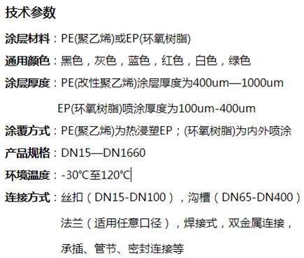 晋城外PE内EP涂塑钢管技术参数